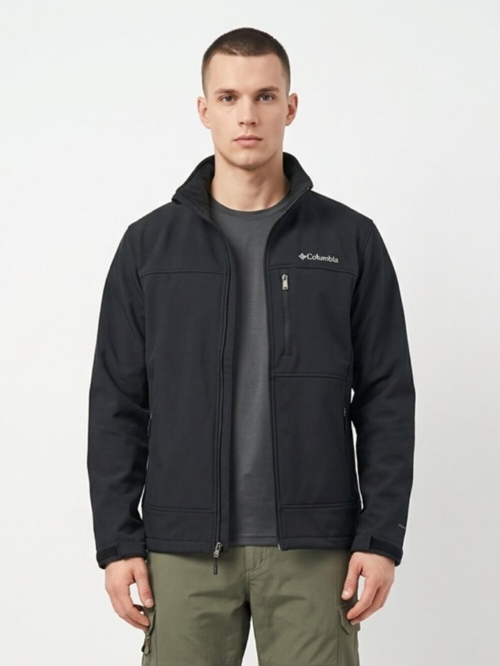 Columbia Mens Ascender Softshell Jacket Black Full Zip Fleece Lined XL